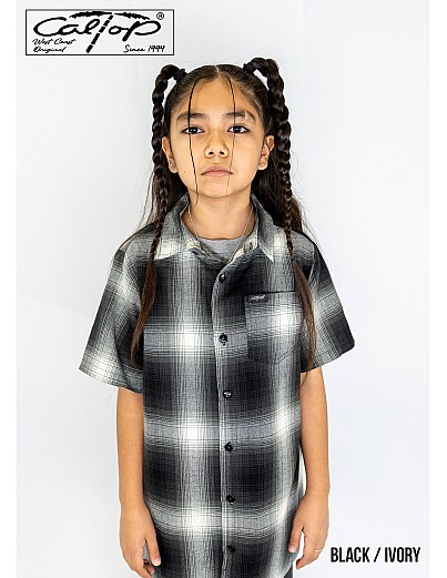 KS001 S/S PLAID : BLACK-IVORY